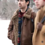 A Very Jonas Christmas Movie Joe Jonas Brown Shearling Jacket