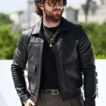 Aaron Taylor-Johnson 28 Years Later Black Leather Jacket front