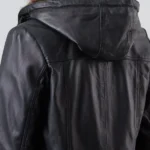 Abbeytown Hooded black Leather Jacket back