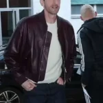Adrien Brody Bomber Maroon Leather Jacket