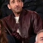 Adrien Brody Maroon Bomber Leather Jacket