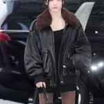 Aespa Ningning Leather Bomber Jacket