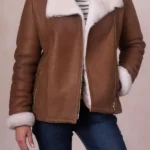 Allerdale Sheepskin Aviator Jacket in Caramel front