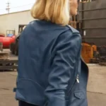 Animal Kingdom Ellen Barkin Blue Leather Jacket back