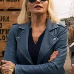 Animal Kingdom Ellen Barkin Blue Leather Jacket front
