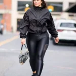 Ashley Graham Black Windbreaker Jacket front