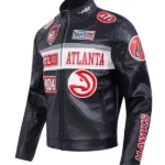 Atlanta Hawks Unisex Moto Black Leather Jacket