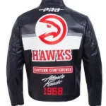 Atlanta Hawks Unisex Moto Black Leather Jacket back