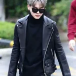 BTS Jimin Black Leather Jacket