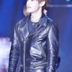 BTS Kim Taehyung Black Leather Jacket