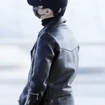 BTS Suga Black Biker Leather Jacket Back