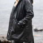 Black Parkgate Hooded Leather Parka Coat