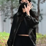 Blackpink Jisoo Oversized Black Leather Jacket