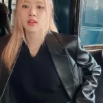 Blackpink Rose Black Leather Blazer