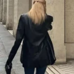 Blackpink Rose Black Leather Blazer Back