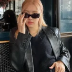 Blackpink Rose Leather Blazer