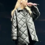 Blackpink Rose Oversized Leather Puffer Jacket