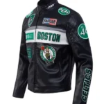 Boston Celtics Black Moto Leather Jacket