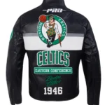 Boston Celtics Black Moto Leather Jacket back