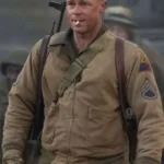 Brad Pitt Fury Khaki Cotton Jacket front