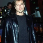 Brad Pitt Vintage Black Leather Blazer