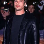 Brad Pitt Vintage Black Leather Coat