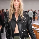 Charlize Theron Fashion Show Black Leather Jacket