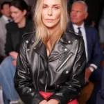 Charlize Theron Fashion Show Black Leather Jacket front