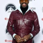 Colman Domingo The Running Man Maroon Leather Jacket front