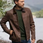 Crummock Collared Brown Leather Jacket