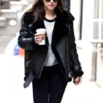 Dakota Johnson Black Shearling Leather Jacket