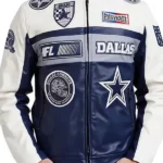 Dallas Cowboys Moto Leather Jacket front