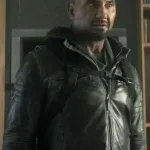 Dave Bautista Afterburn 2025 Black Leather Jacket front