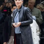 Down Cemetery Road Emma Thompson Black Leather Coat