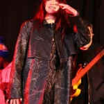 Dua Lipa Times Square Black Leather Coat