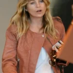 Ellen Pompeo Leather brown Jacket