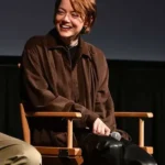 Emma Stone Bugonia Brown Suede Shirt