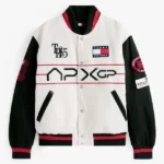 F1 Movie Racing Varsity Jacket white front