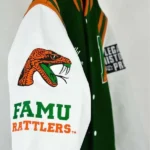 FAMU Green Varsity Jacket sleeves