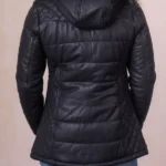 Fairfield Hooded Padded Leather Coat back