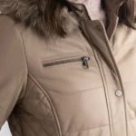 Fairfield Hooded Padded Leather Coat front