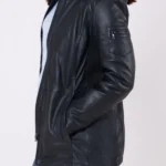 Fairtown Hooded black Leather Jacket
