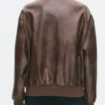 Faux Leather Bomber Jacket Back