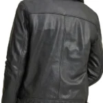 Faux Shearling Collar Leather Jacket Back