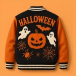 Fleece Pumpkin Ghost Embroidered Spooky Jacket
