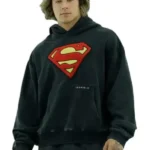 Front Youngla Superman Black Hoodie