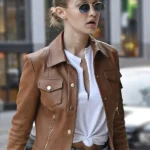 Gigi Hadid Brown Leather Jacket
