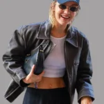 Gigi Hadid Style Brown Leather Jacket