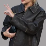 Gigi Hadid Style Leather Brown Jacket