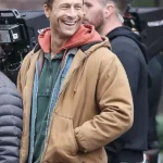 Glen Powell Brown Jacket front